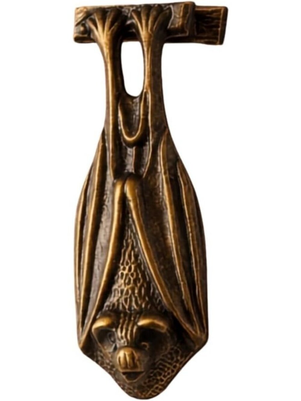 Antique Solid Brass Bat Door Knocker - 5 Inch Decorative Front Door Hardware